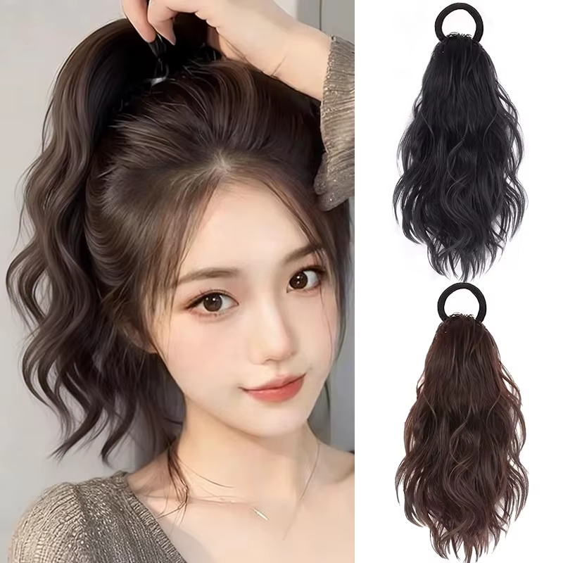 Extensions de queue de cheval de cheveux de 12 pouces perruque ondulée bouclée