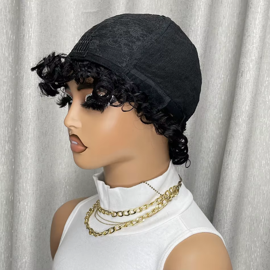 Perruque de cheveux humains crépus bouclés