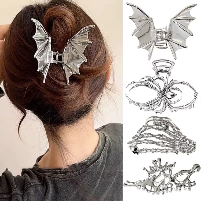 Pinces à cheveux en métal gothique pour femmes
