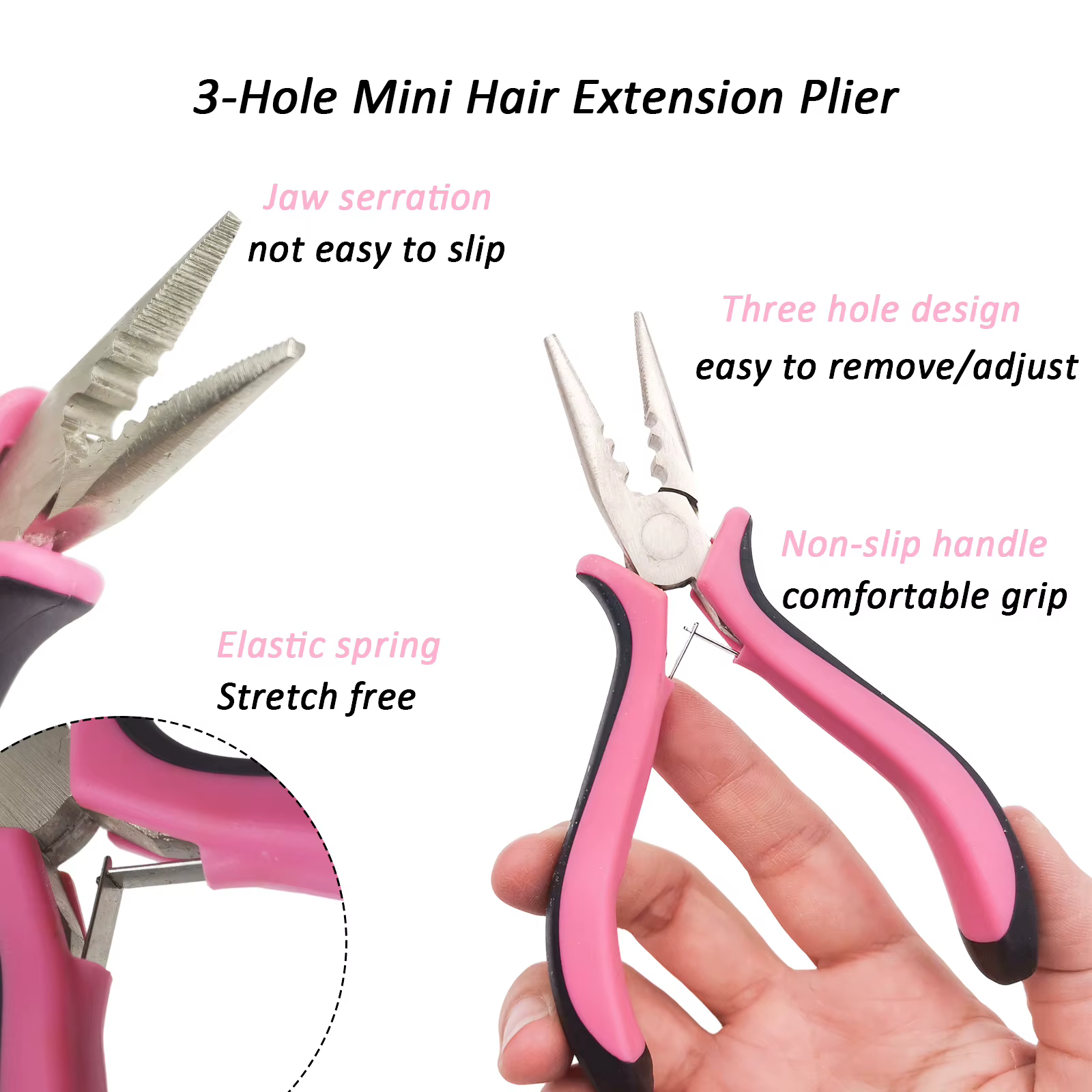 Kit d'outils pour extensions de cheveux avec pince à 3 trous