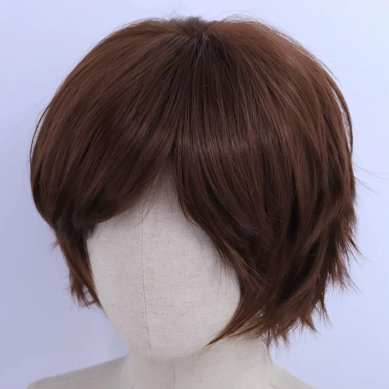 Perruque de cosplay marron à couches courtes pour hommes/femmes