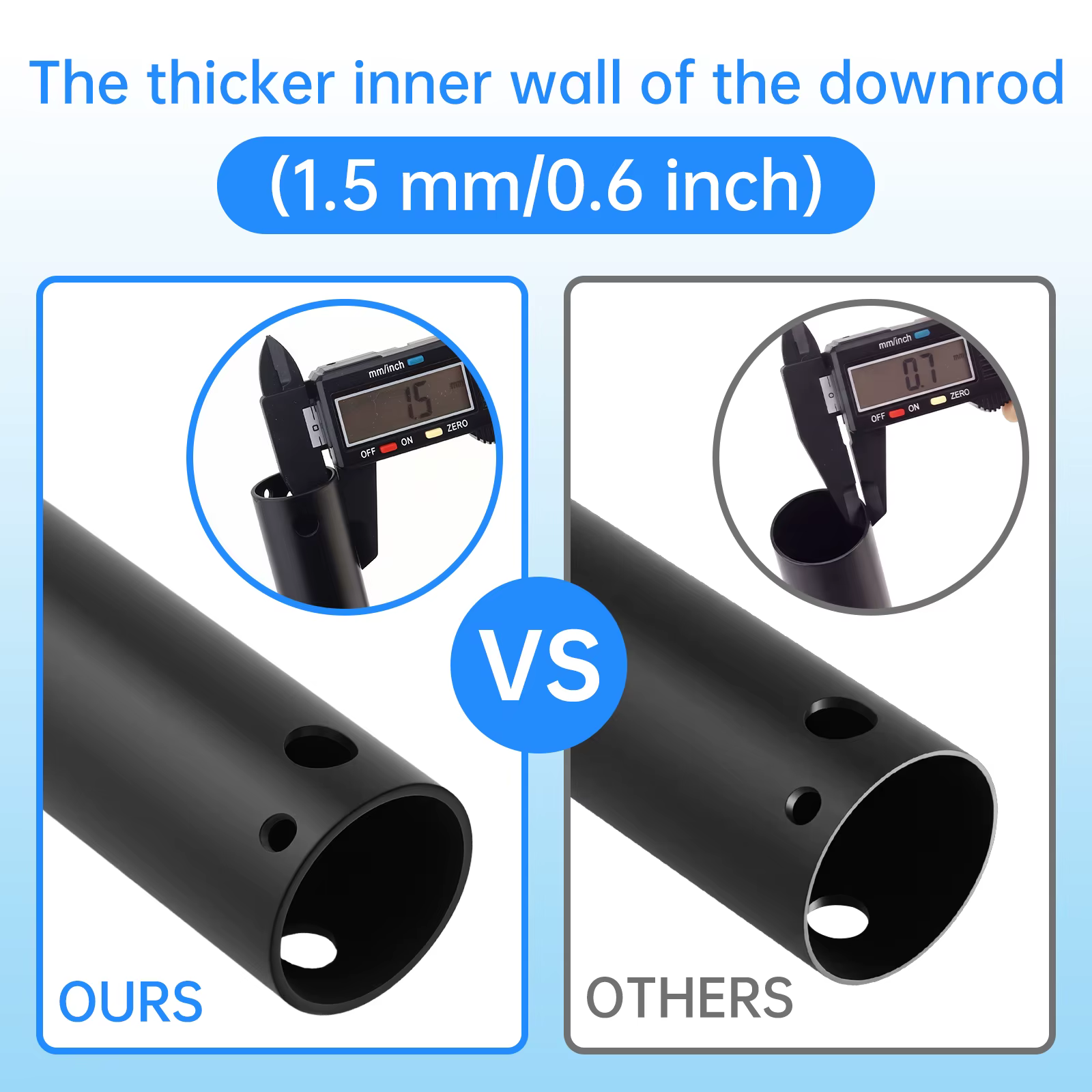 Tige de suspension pour ventilateur de plafond de 10 cm à 50 cm, diamètre 1 pouce, noir mat, tige d'extension universelle pour ventilateurs de plafond
