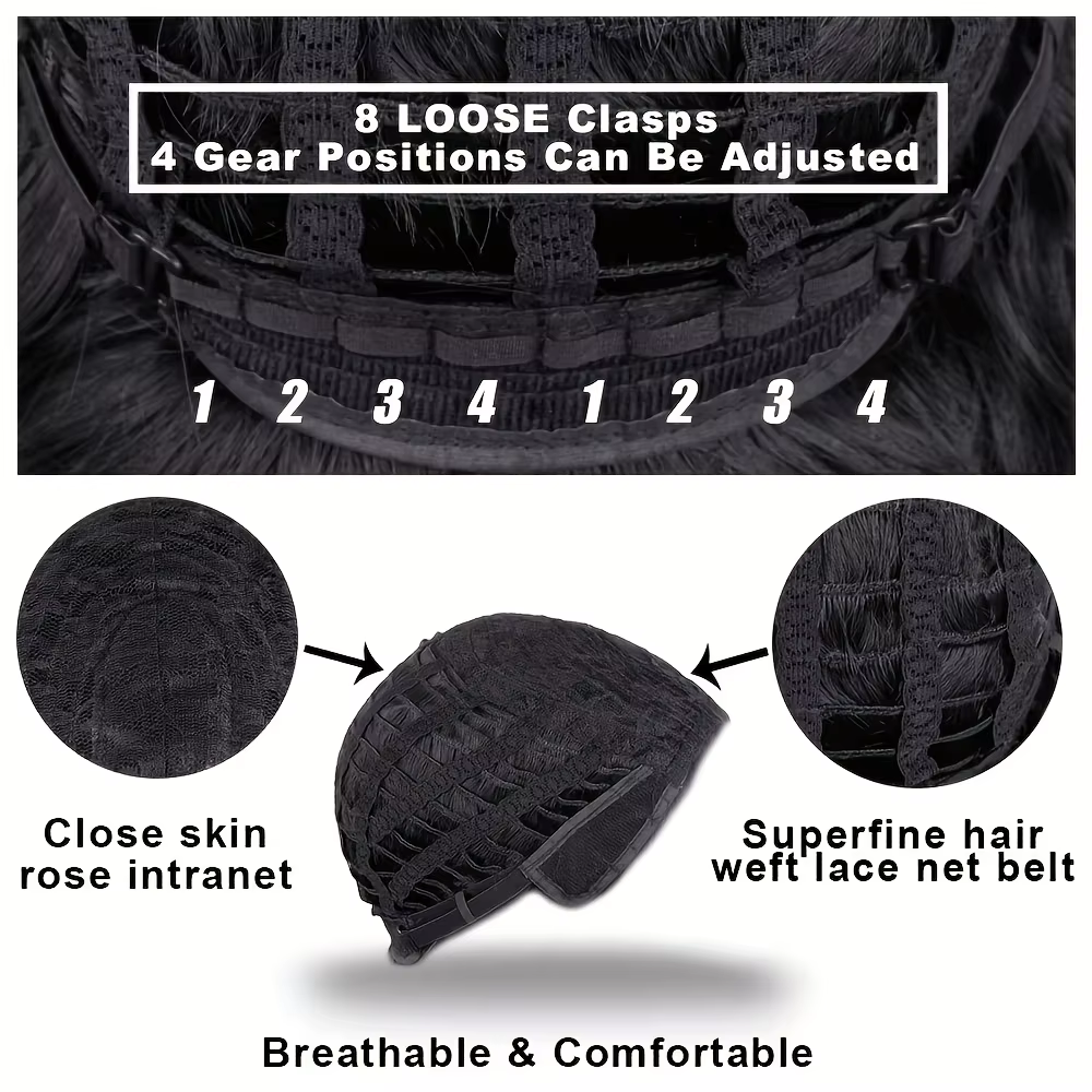 Perruque courte gris-argent pour femme