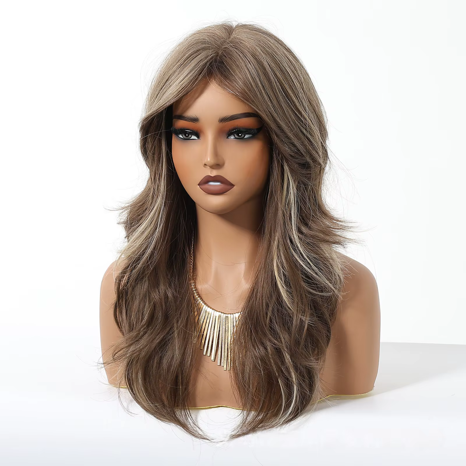 Perruque de cheveux humains mi-longs pour femmes