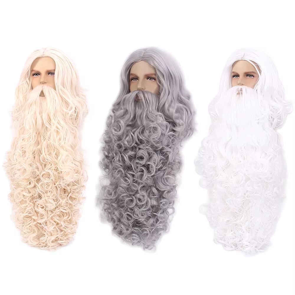 Ensemble de perruque de cheveux et de barbe du père Noël