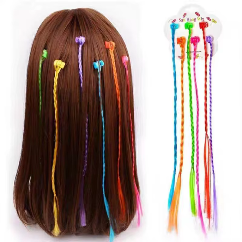 6 pièces pour enfants, extensions de cheveux colorées avec épingles