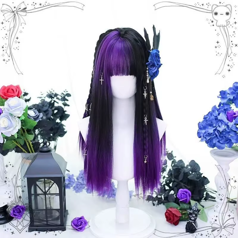 Perruque Lace Front Coupe Wolf Cut - Cheveux Courts Bouclés pour Cosplay Anime avec Frange - Postiche Queue de Loup Style Coréen pour Femme (Pré-épilée)
