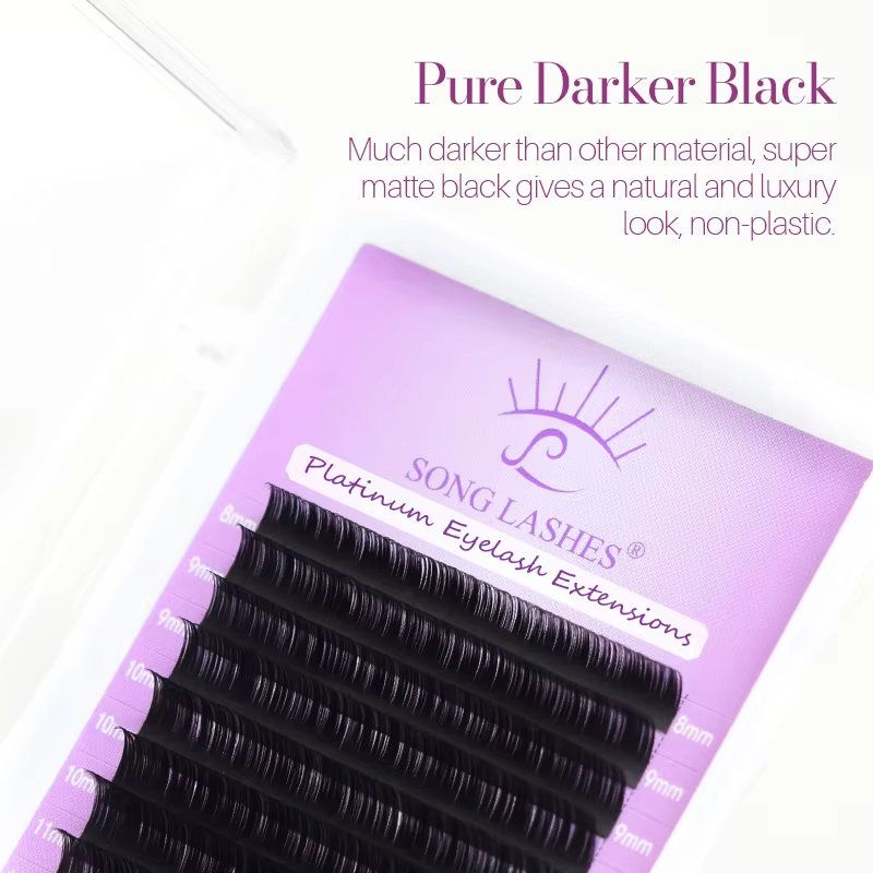 SONG LASHES Extensions de cils pour salon et nature professionnelle et pointe fine douce noir pur prise facile