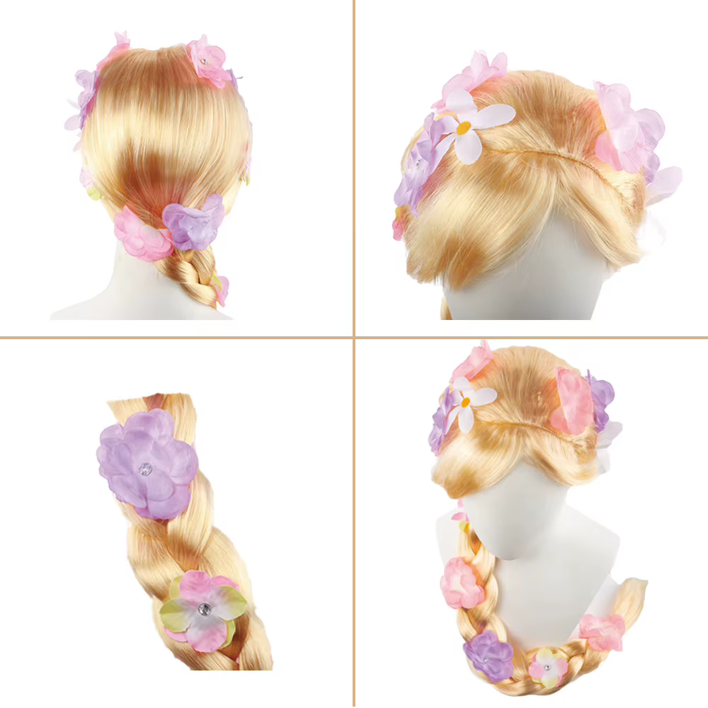 Perruques longues blondes Raiponce pour enfants