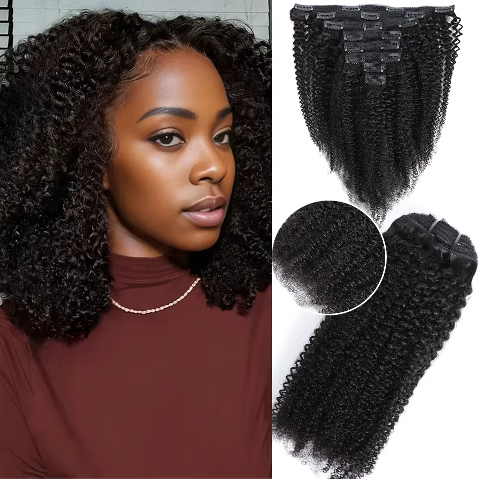 Eotltiue-Extensions de Cheveux Humains Crépus et Bouclés à réinitialisation