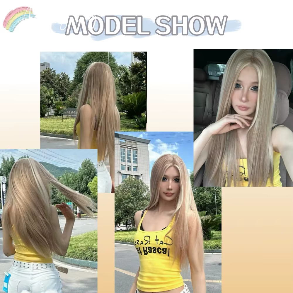Perruque Blonde pour femmes longue ligne droite