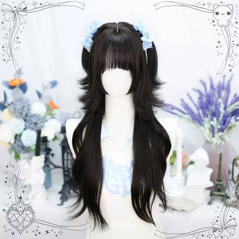 Perruque Lace Front Coupe Wolf Cut - Cheveux Courts Bouclés pour Cosplay Anime avec Frange - Postiche Queue de Loup Style Coréen pour Femme (Pré-épilée)