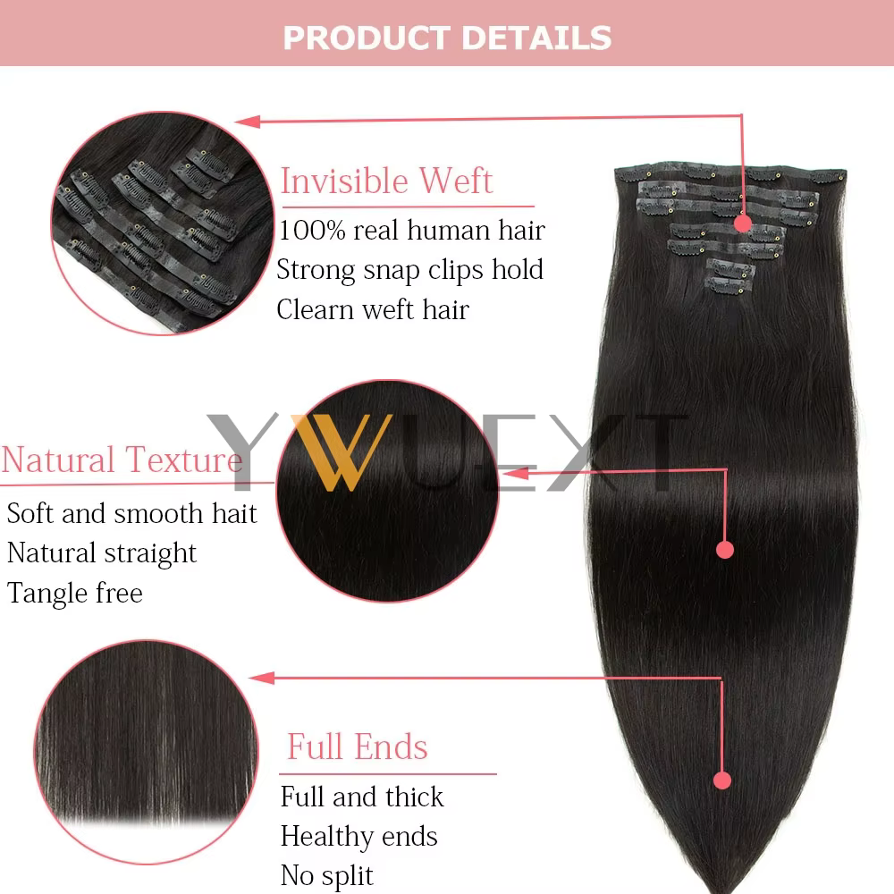 Extensions de cheveux invisibles à clipser en PU
