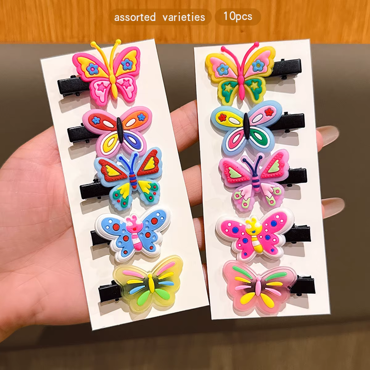 10 pinces à cheveux papillon colorées