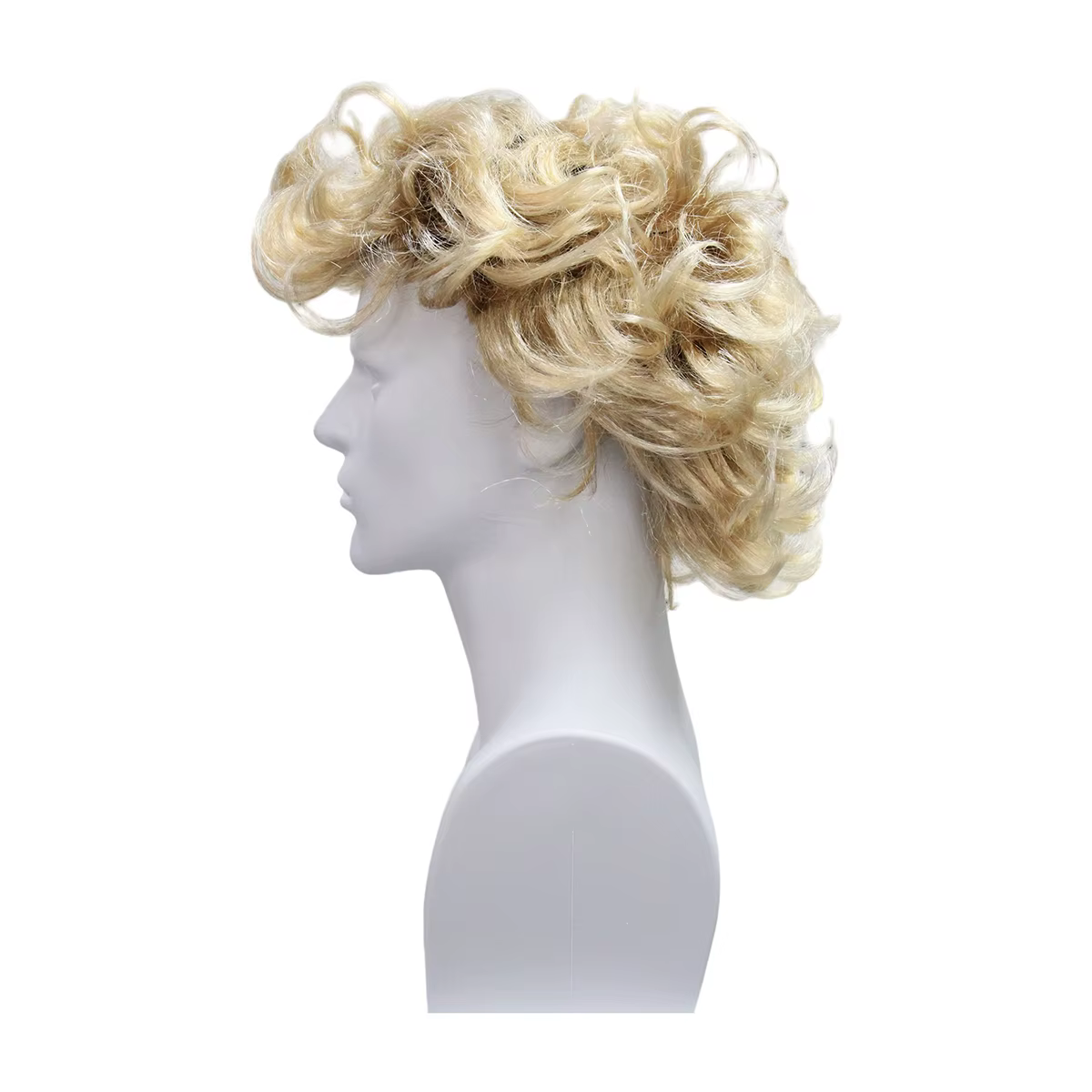 Perruque synthétique courte bouclée et désordonnée blonde