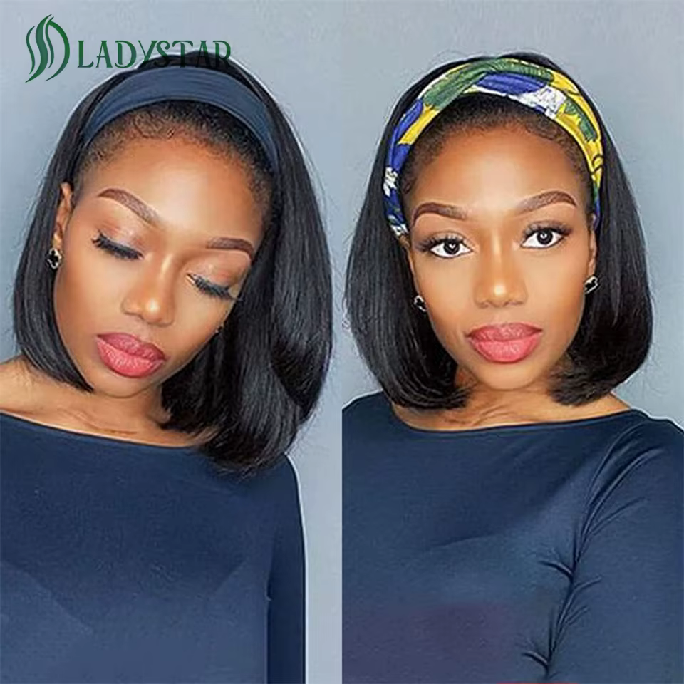 Perruque Bob Brésilienne Naturelle avec Écharpe pour Femme