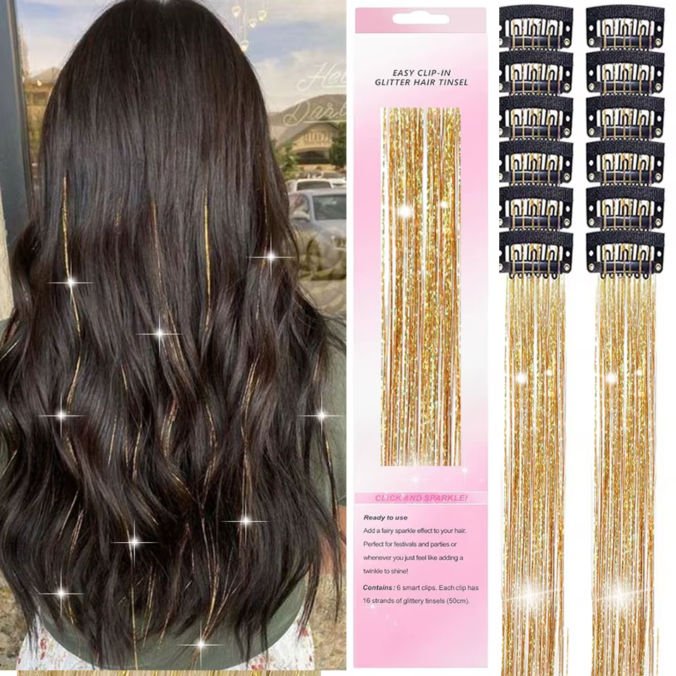 Extensions capillaires synthétiques lisses à paillettes