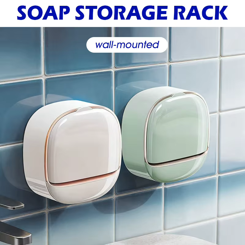 Porte-savon avec plateau de drainage, support de douche mural, garde les barres sèches, porte-savon étanche rabattable qui nécessite aucune perçage