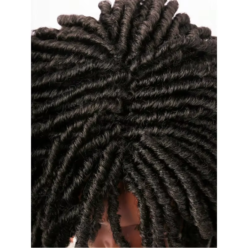 Perruque synthétique courte Billowig avec frange – Style tressé ombré