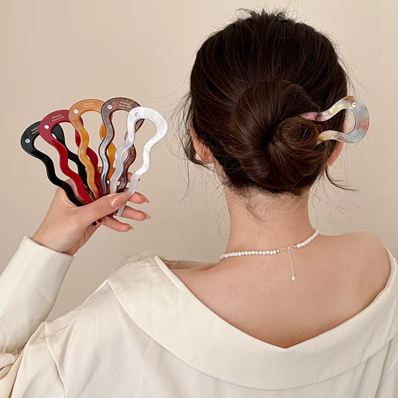 Pince à cheveux torsadée française en acétate