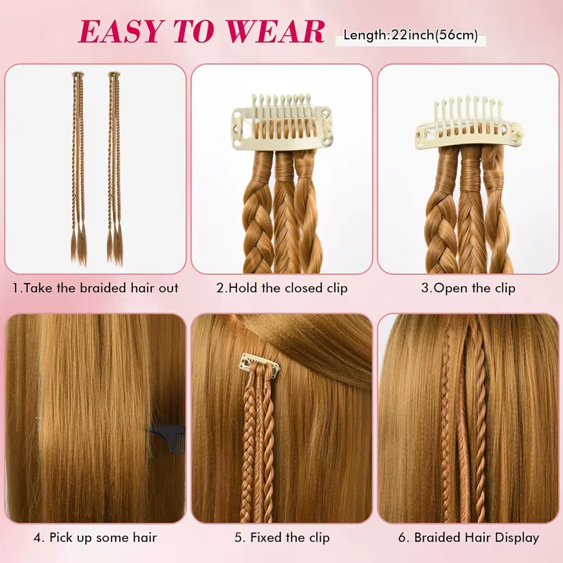 1 pièce Extension de cheveux tressée à clipser