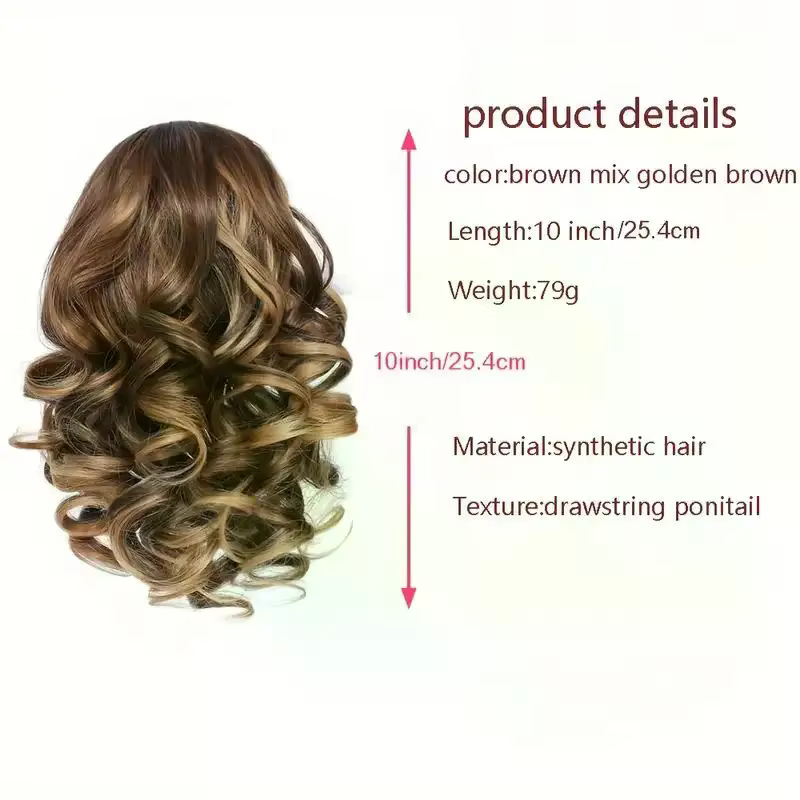 Extensions de queue de cheval synthétiques courtes et bouclées avec cordon de serrage, extensions de cheveux à clipser, chignon élégant pour usage quotidien, accessoires pour cheveux