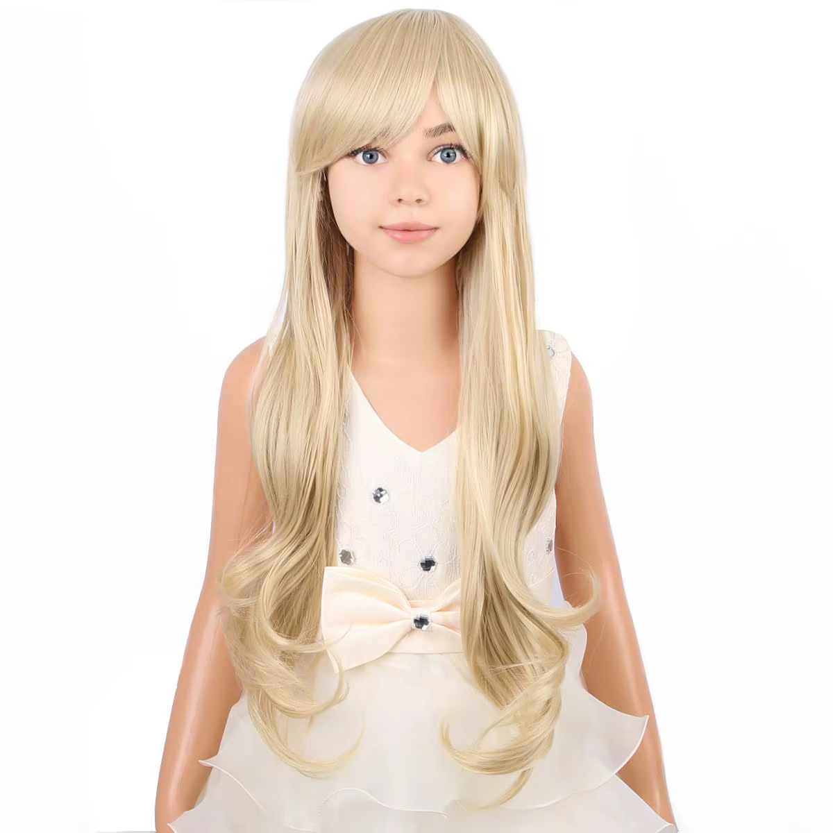 Perruque longue blonde ondulée pour enfants