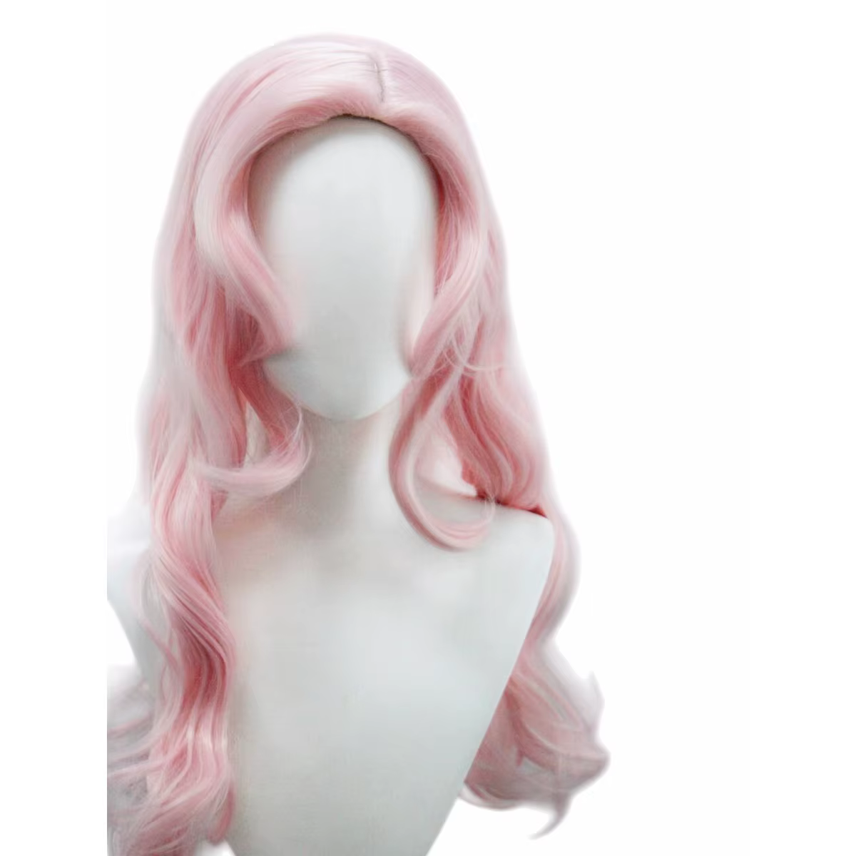 Perruque synthétique longue et bouclée rose à franges - Pour le cosplay de Fluttershy de My Little Pony