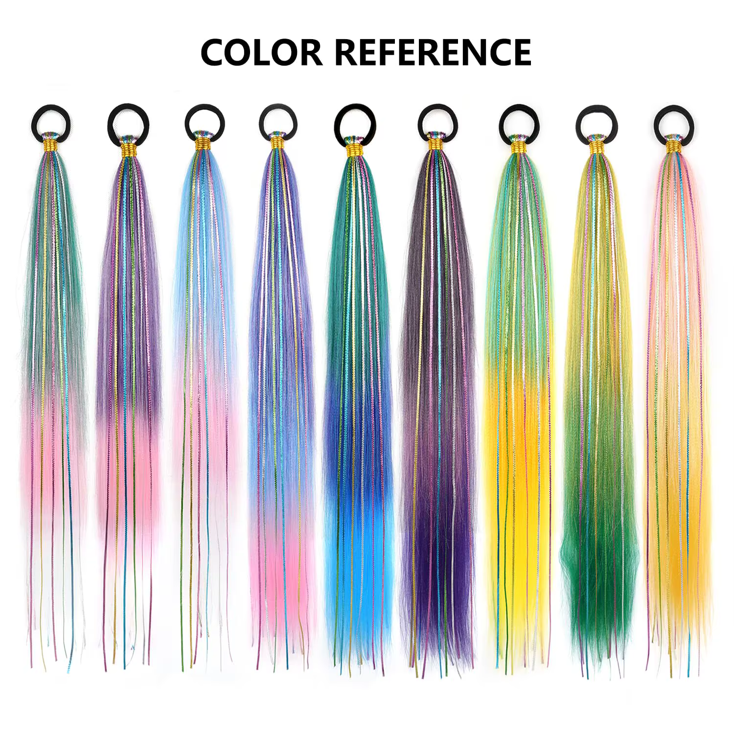 26 pouces cheveux Tinsel couleur tressé queue de cheval Extension 1/2 Pack bleu rose dégradé Extensions