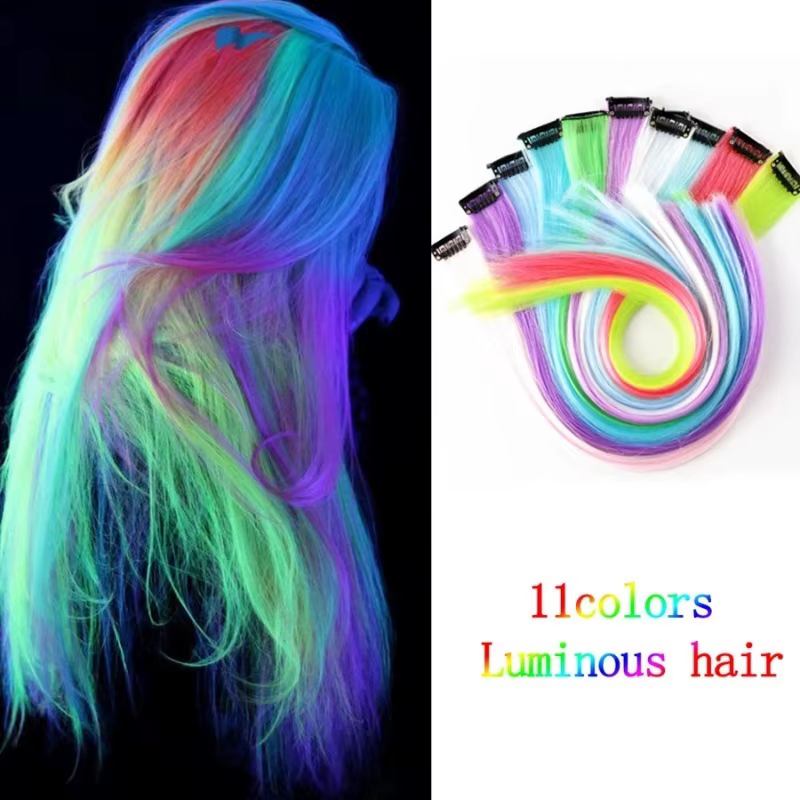 Extensions capillaires synthétiques colorées à Clip lumineux