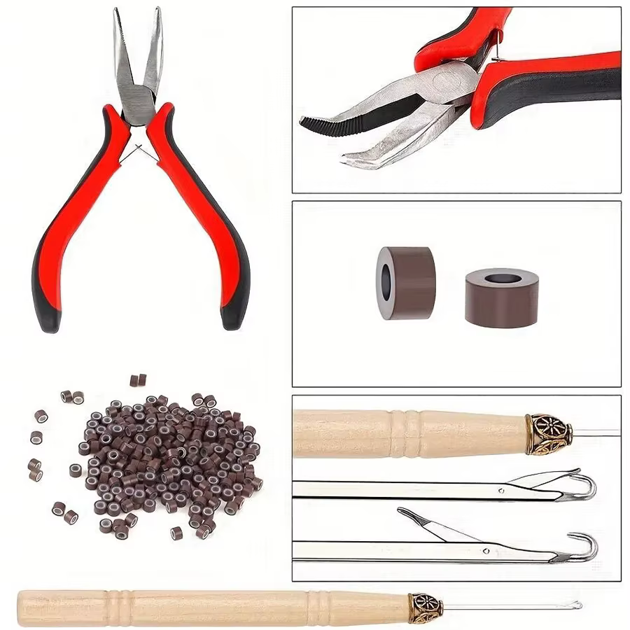 Kit professionnel d'extensions capillaires : mini-élastiques colorés