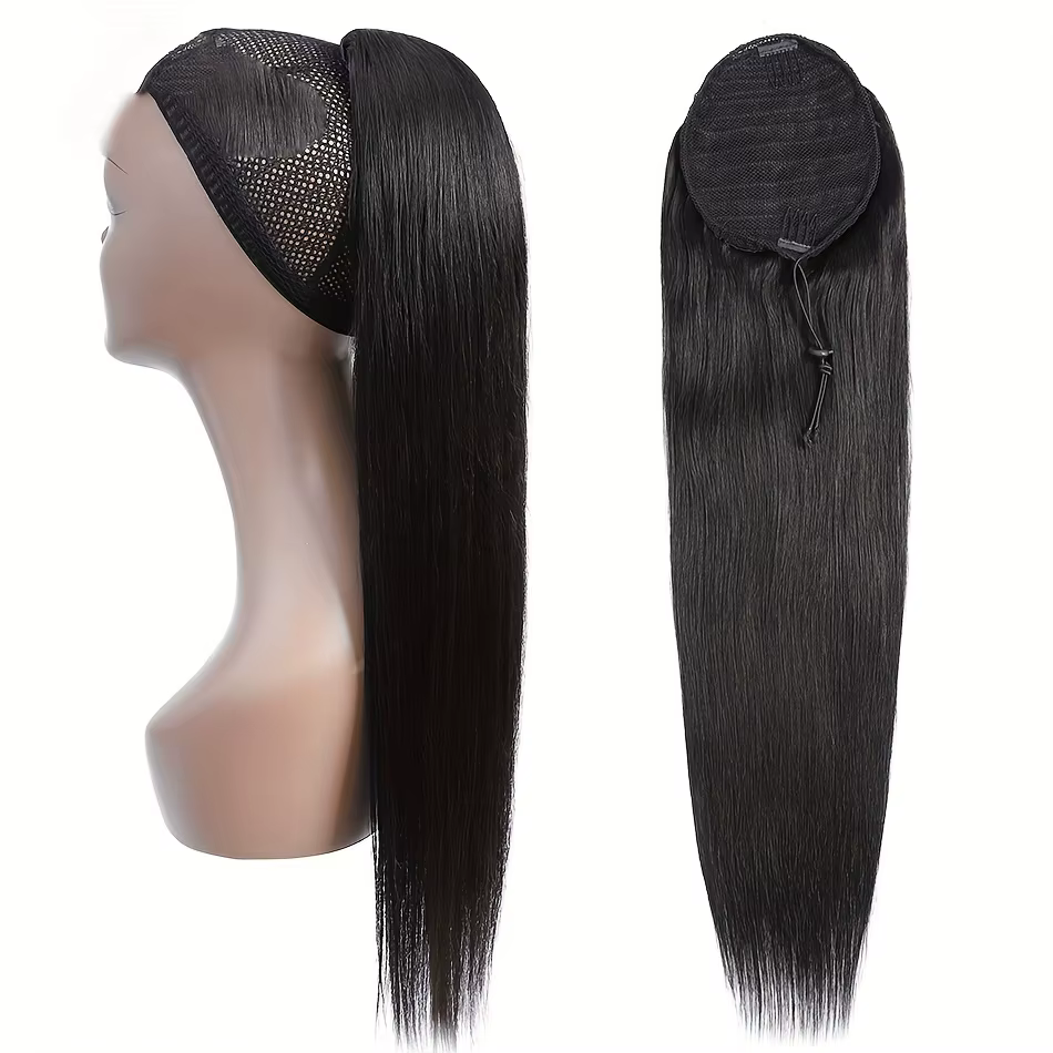 10-24 pouces cordon droit queue de cheval Extensions de cheveux humains 12A brésilien Remy 100%