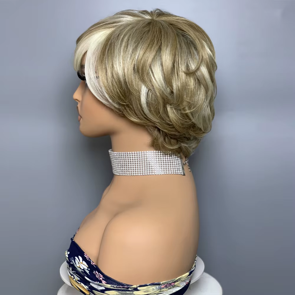Perruque en cheveux humains ondulés sans lacet F8/60 #