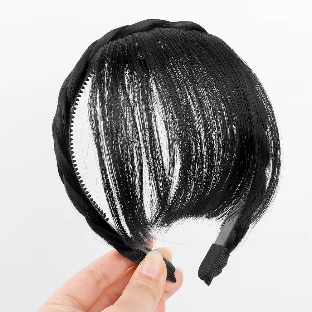Bandeau à franges en cheveux synthétiques pour femme
