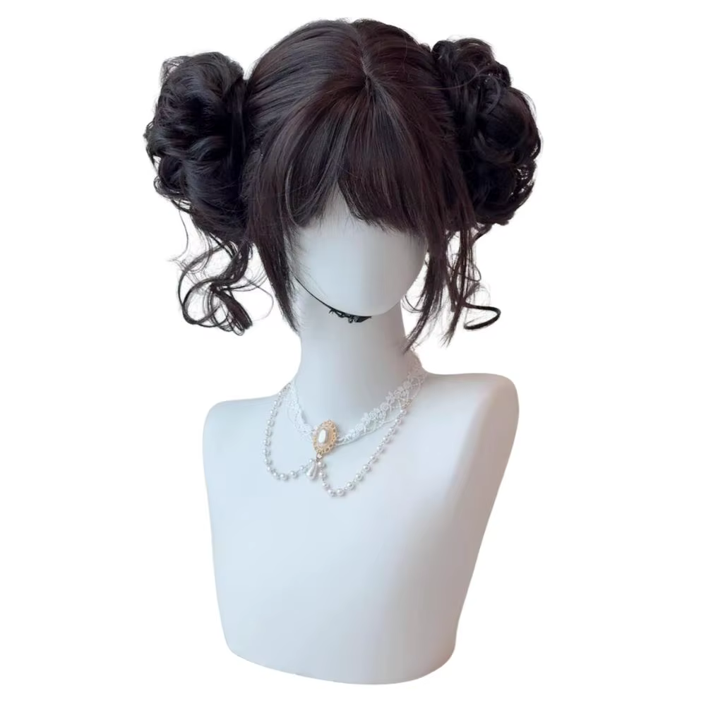 Perruque de Cosplay Double chignons mignons pour femmes et filles
