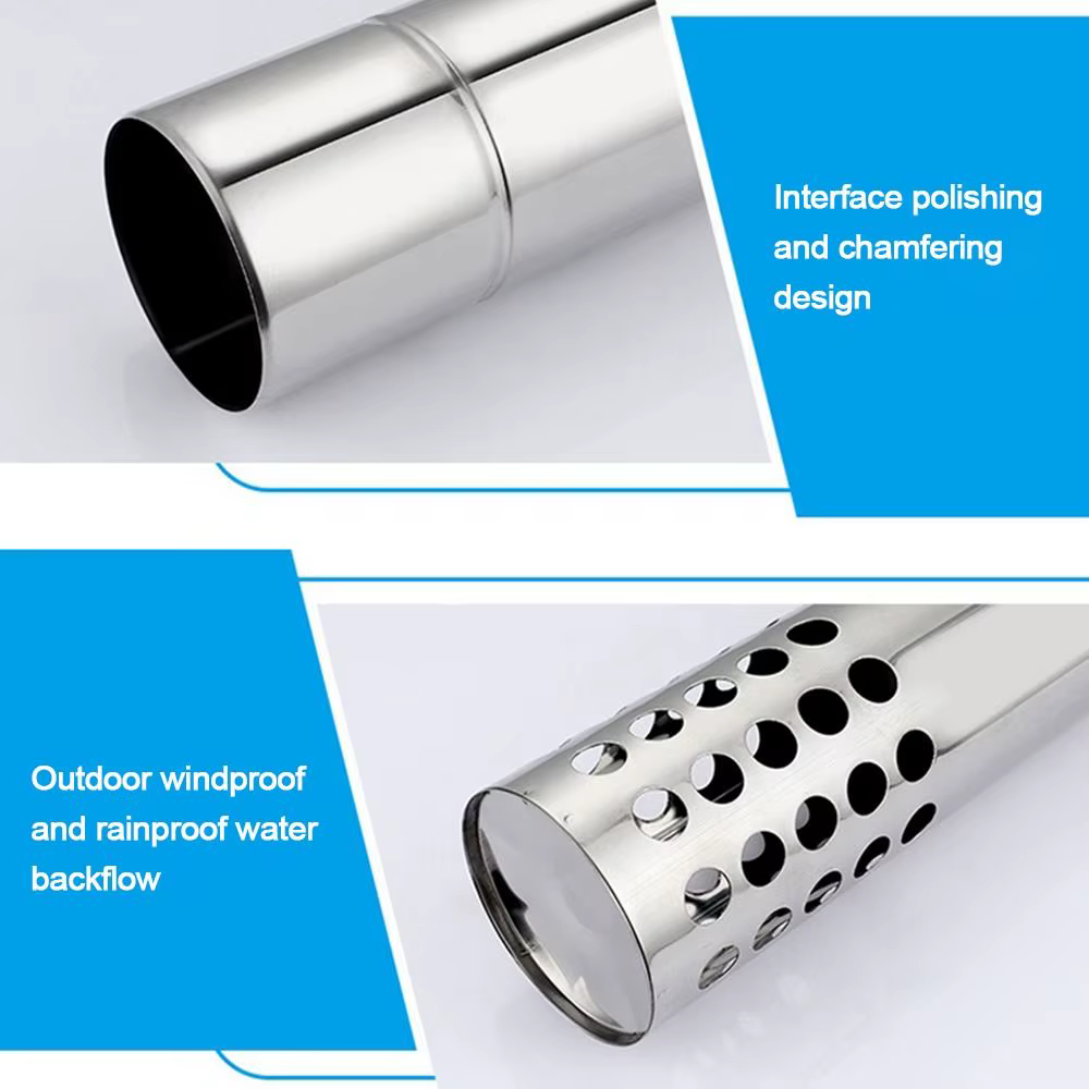 Nouveau Tube d'extension de conduit en acier inoxydable, diamètre 6CM, tuyaux de cheminée ronds, bouchons de pluie de cheminée, poêle à bois