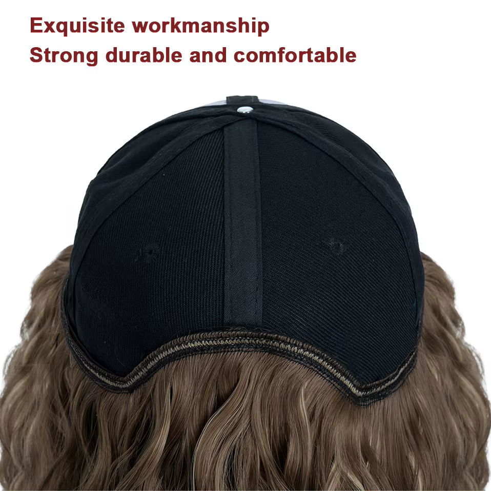 Benehair chapeau perruque pour femmes 8 pouces vague casquette de baseball