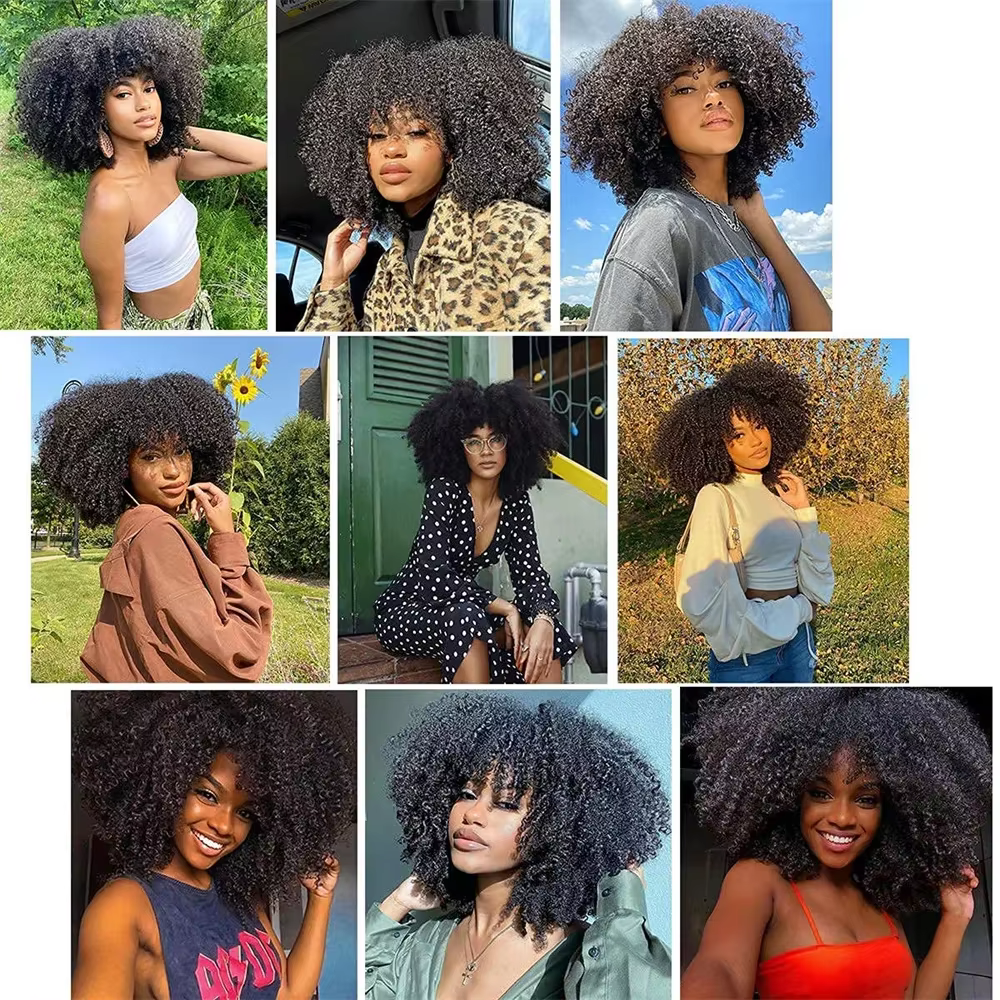Afro crépus bouclés paquets brésiliens 1/3 Afro crépus cheveux humains paquets affaire 8-24 "Extensions de cheveux bouclés armure de cheveux humains pour les femmes