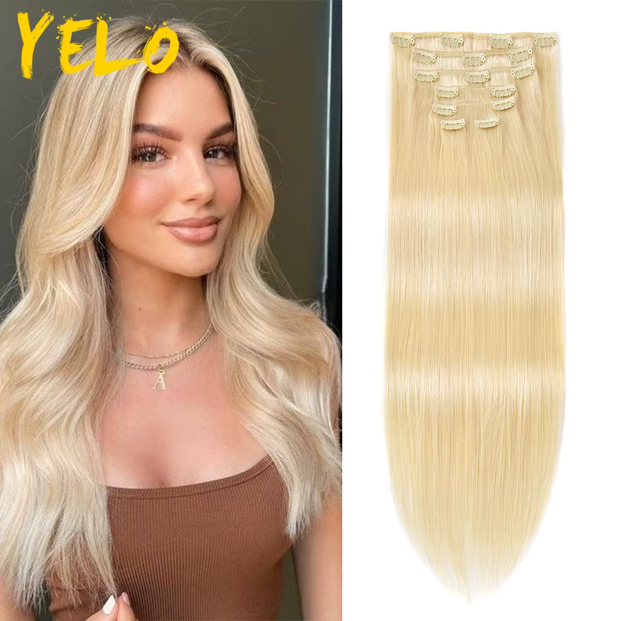 Ymir14-Extensions de cheveux humains à clipser