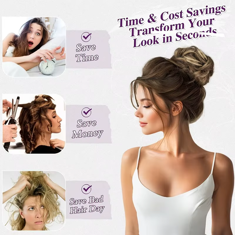 Extensions de chignon synthétiques bouclées courtes et désordonnées pour femmes