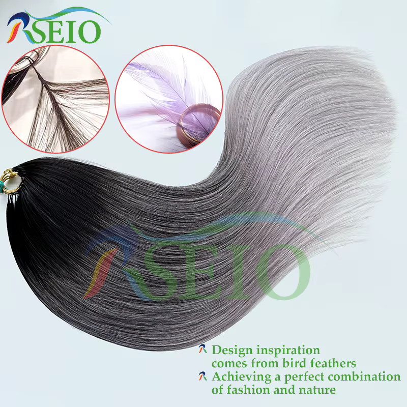 RESIO Extensions de cheveux en plumes lisses 100%