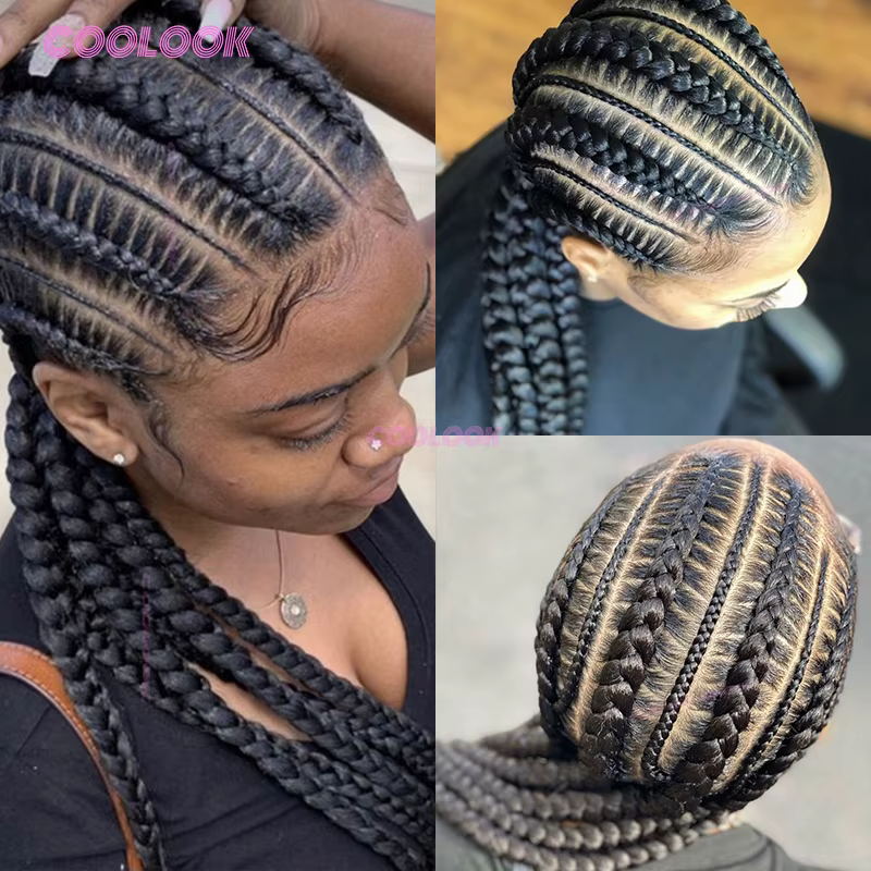 Perruque synthétique tressée style cornrow