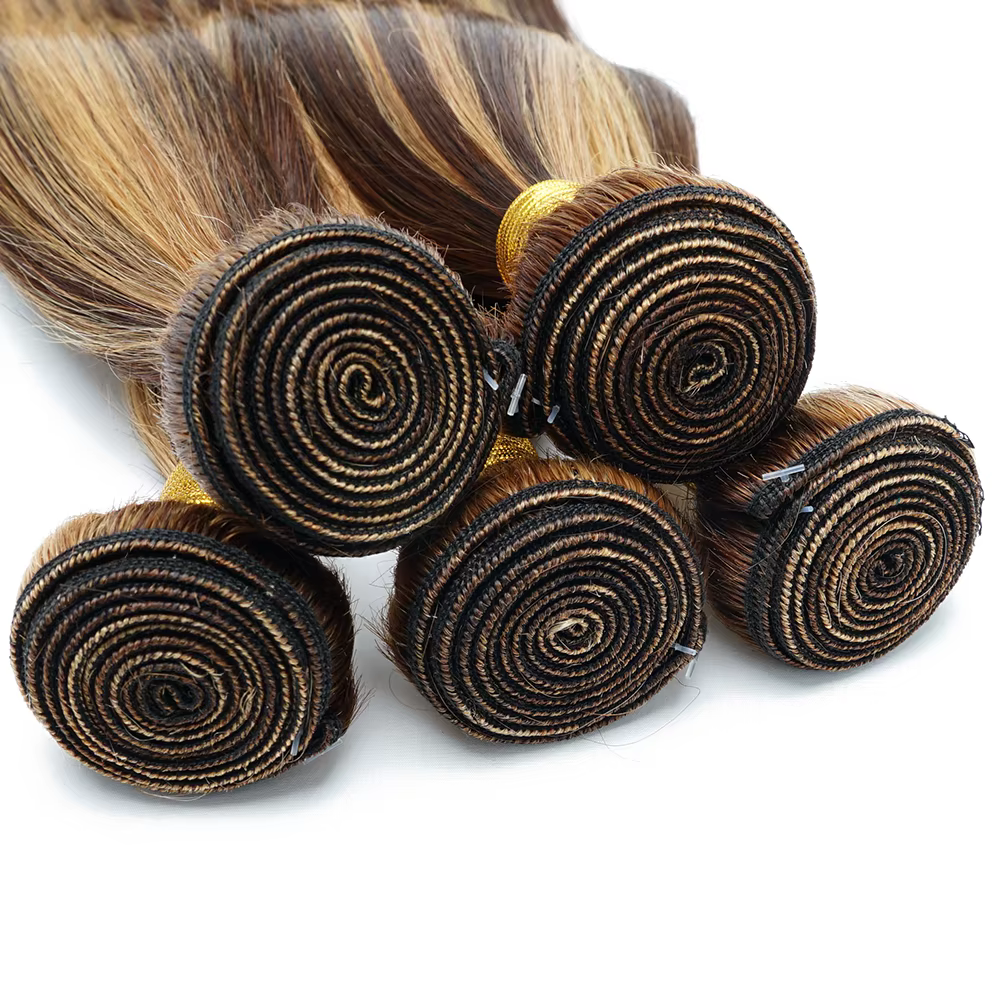 60 grammes P4/27 mettre en évidence les paquets de cheveux humains 10 à 22 pouces pré-coloré brun blond Extensions