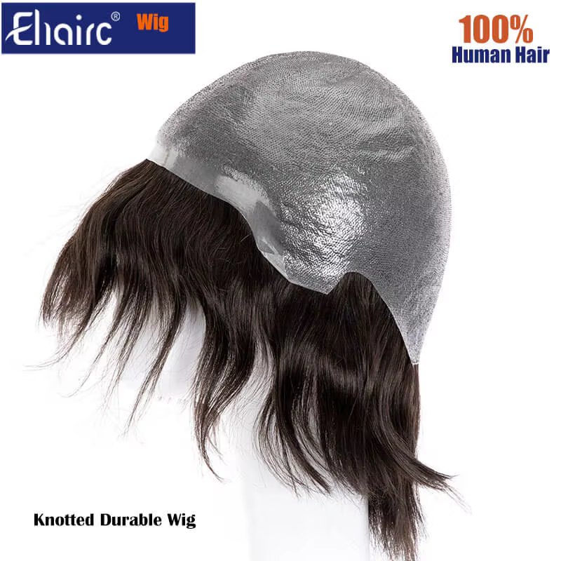 Perruque de cheveux humains délicats noués à la main