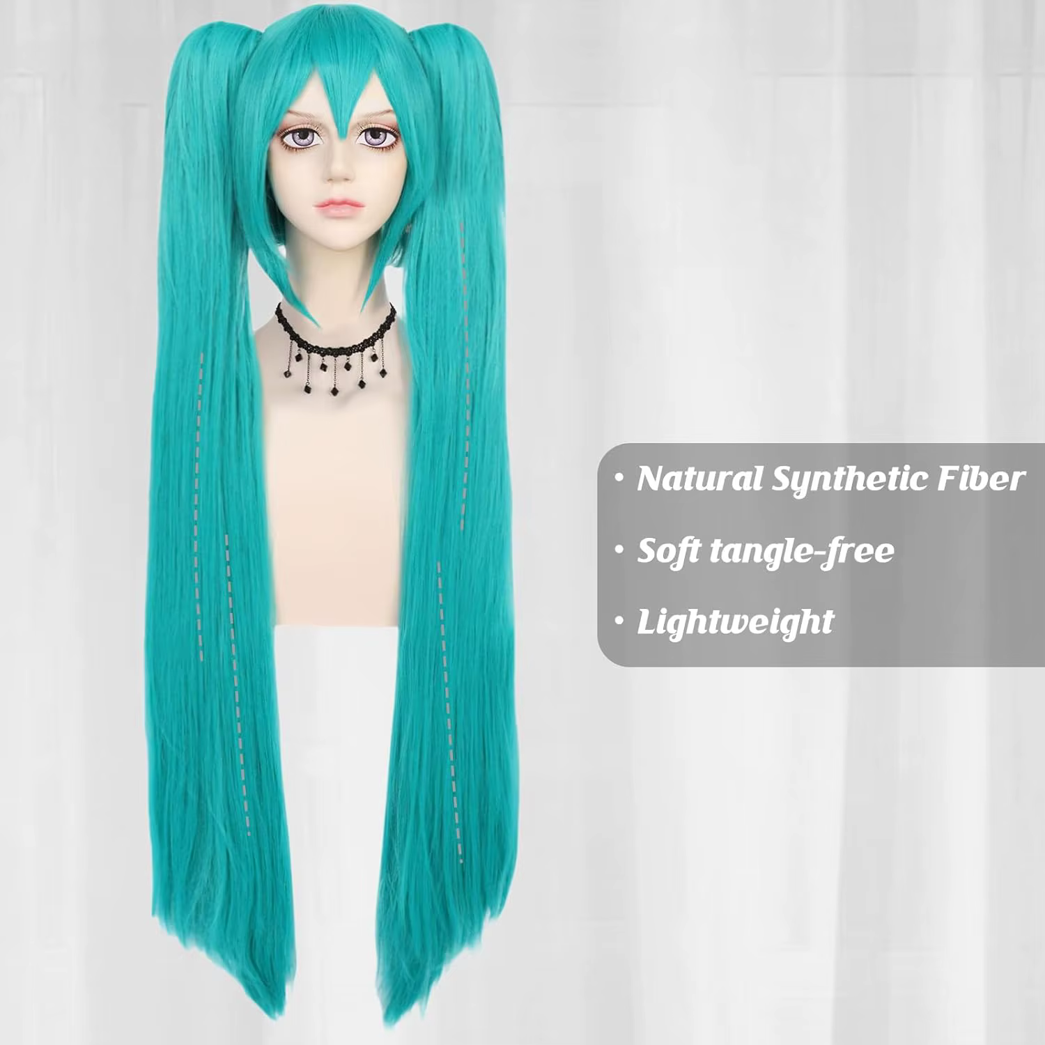 Perruque verte synthétique Cosplay vert sarcelle