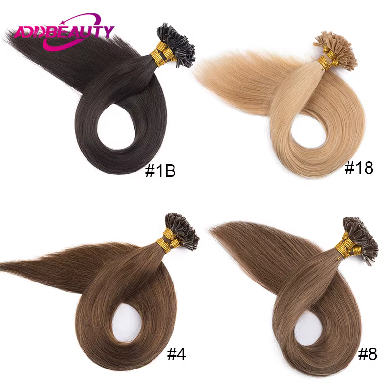 U pointe pointe d'ongle Extension de cheveux cheveux humains droite Blonde UTip Extension de cheveux humains Fusion naturelle cheveux humains kératine Remy cheveux