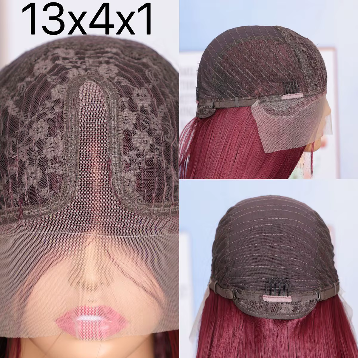 Perruque Lace Frontal Wig synthétique lisse 99J