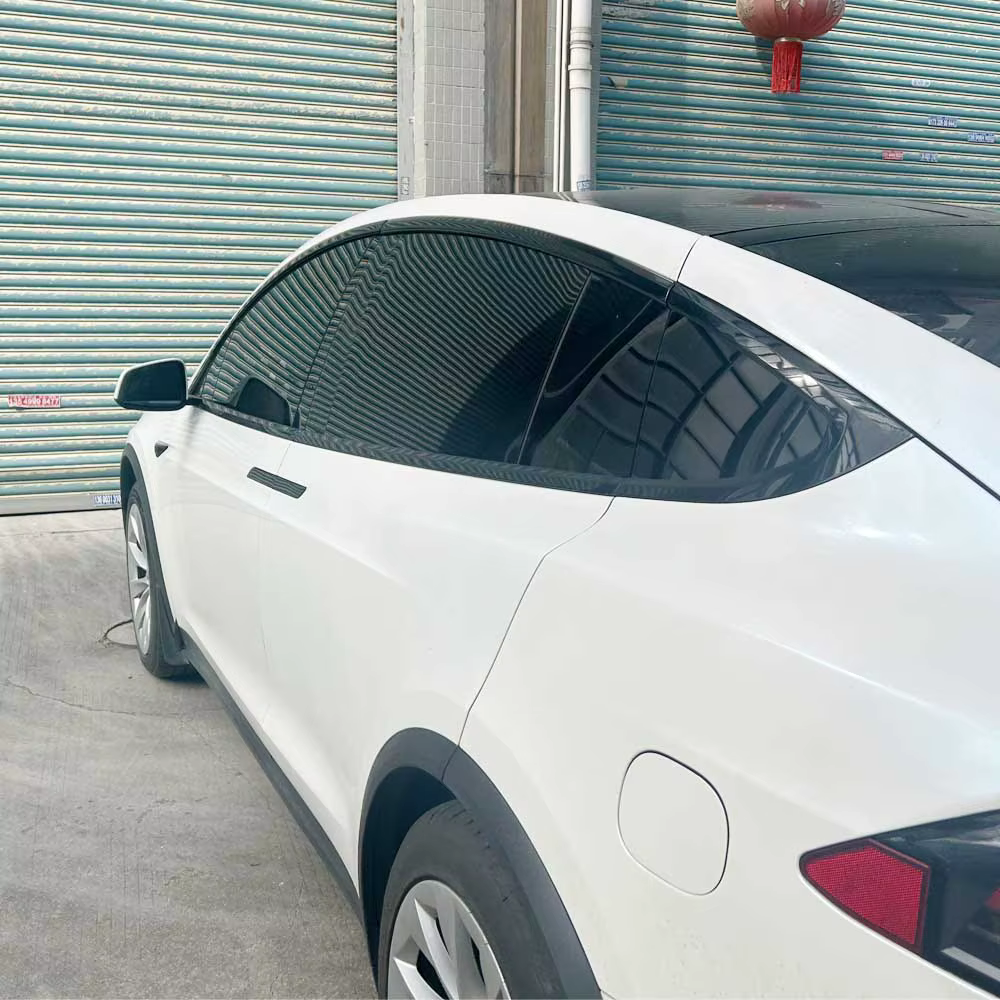 Superposition occultante à suppression chromée pour Tesla modèle X 2016 – 2020, garniture de fenêtre, autocollant noir brillant