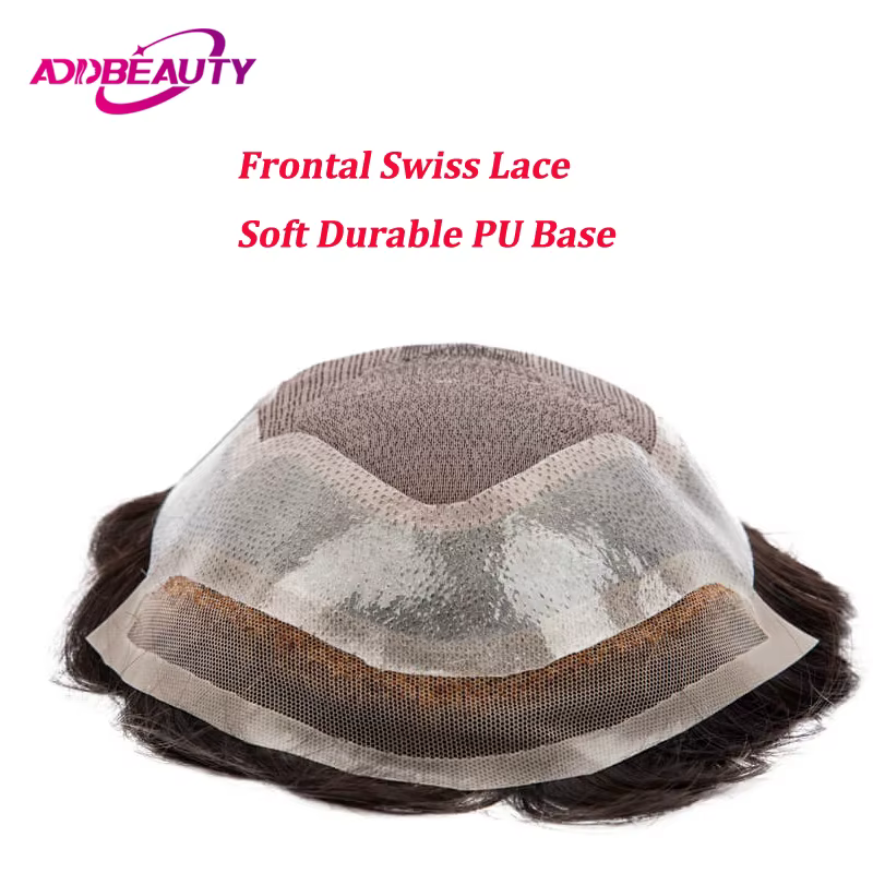 Perruque Toupet Swiss Lace Front pour Homme