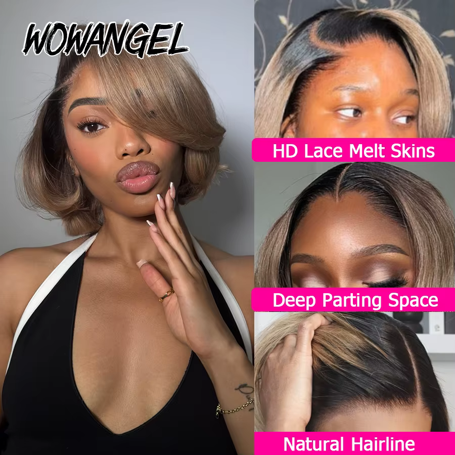 Perruque Bob Lace Closure Wig naturelle lisse